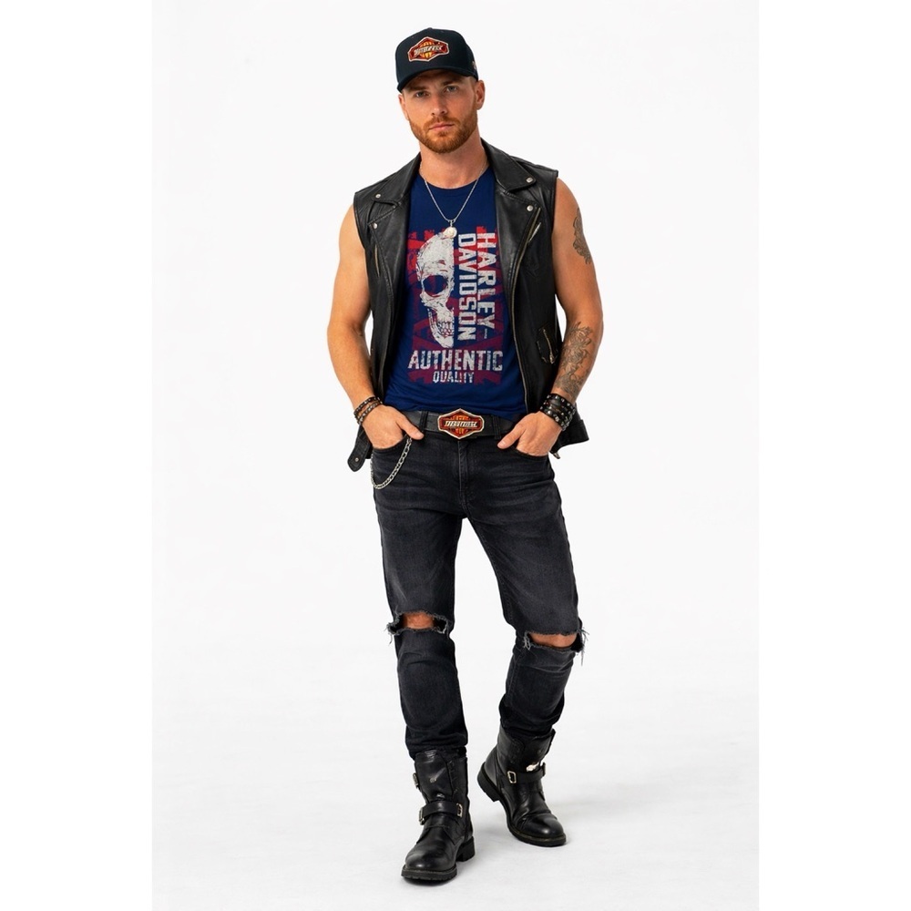 HARLEY DAVIDSON Men’s Navy Blue Graphic Tank Top